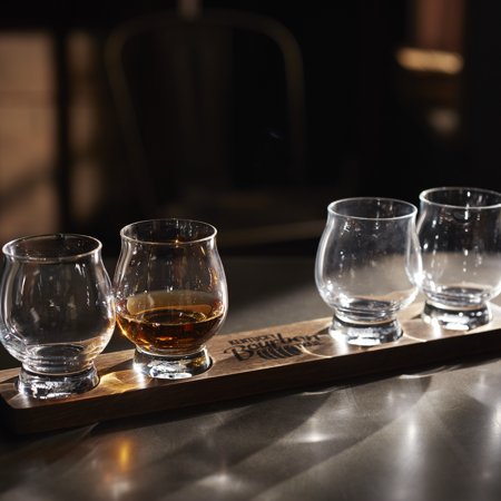 Libbey Signature Kentucky Bourbon Trail Whiskey Tasting Set, 4 Whiskey Glasses with Wood