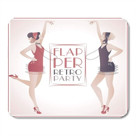 SIDONKU Affiche White Party Flapper Girls Two Beautiful Dressed in 1920S Charleston Dance Style Women 20S Mousepad Mouse Pad Mouse Mat 9x10 inch
