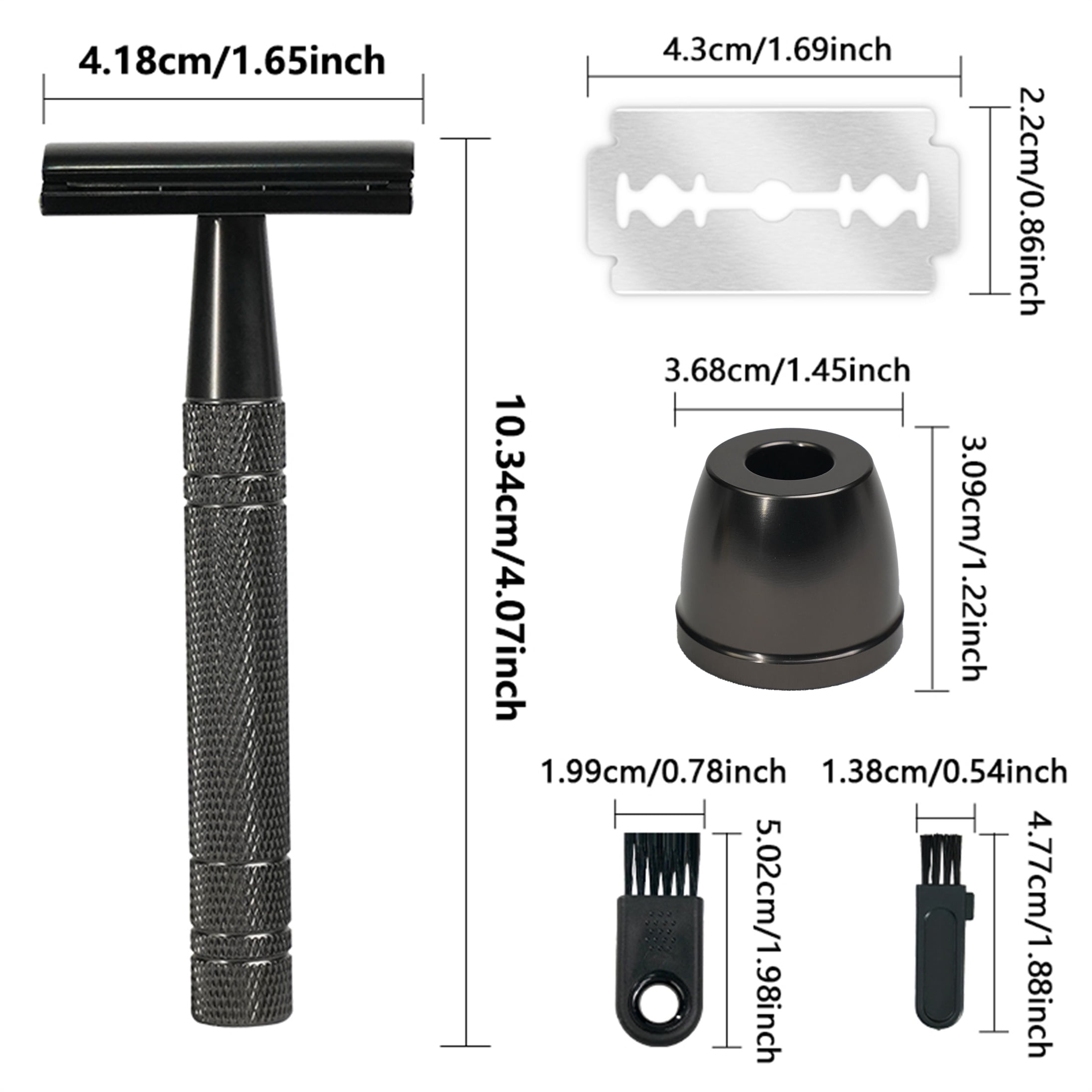Waysh Classic Wet Shave 20 Blade Safety Razor Kit with Stand and 20 Blades, Gunmetal Grey
