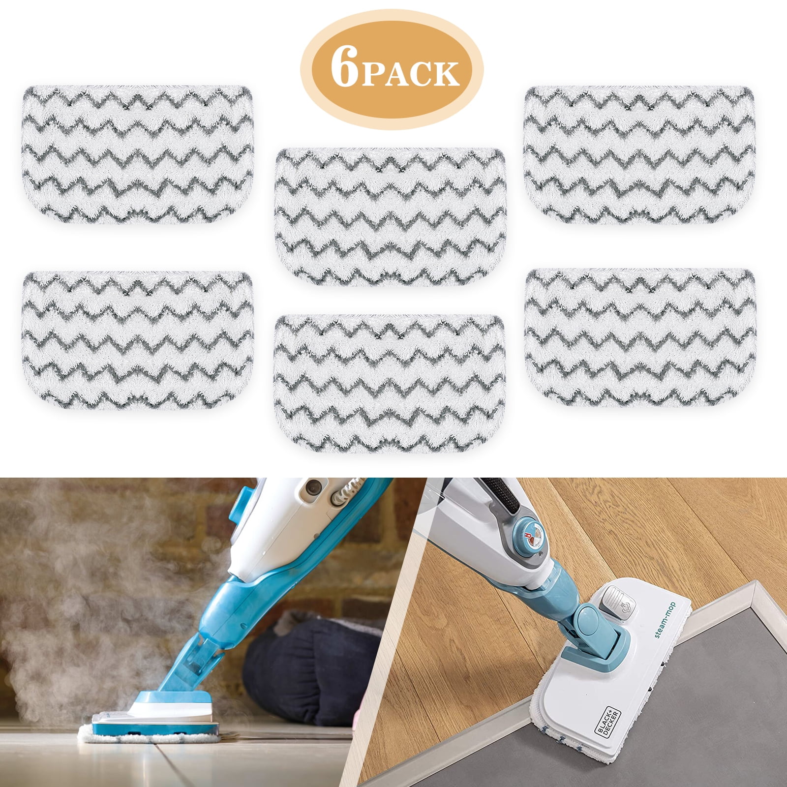 6 PACK Steam Mop Pads Replacement for Shark Model SK140 SK410 SK460
