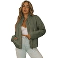 thumbnail image 7 of Women's Green Zip-Up Pocket Quilted Jacket – Casual Winter Outerwear for Daily Wear [ZhiHiMeRi] | 2XL, 7 of 7