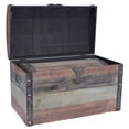 thumbnail image 4 of Household Essentials Wooden Storage Trunk Set, Large and Small Domed Chest, Weathered Wood with Paint Finish, Hinged Lid with Metal Accents, 4 of 7