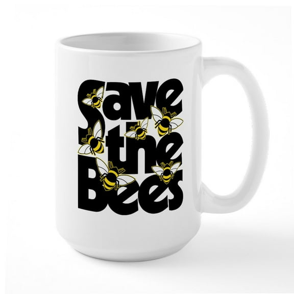 CafePress - Save The Bees Mugs - 15 oz Ceramic Large White Novelty Mug