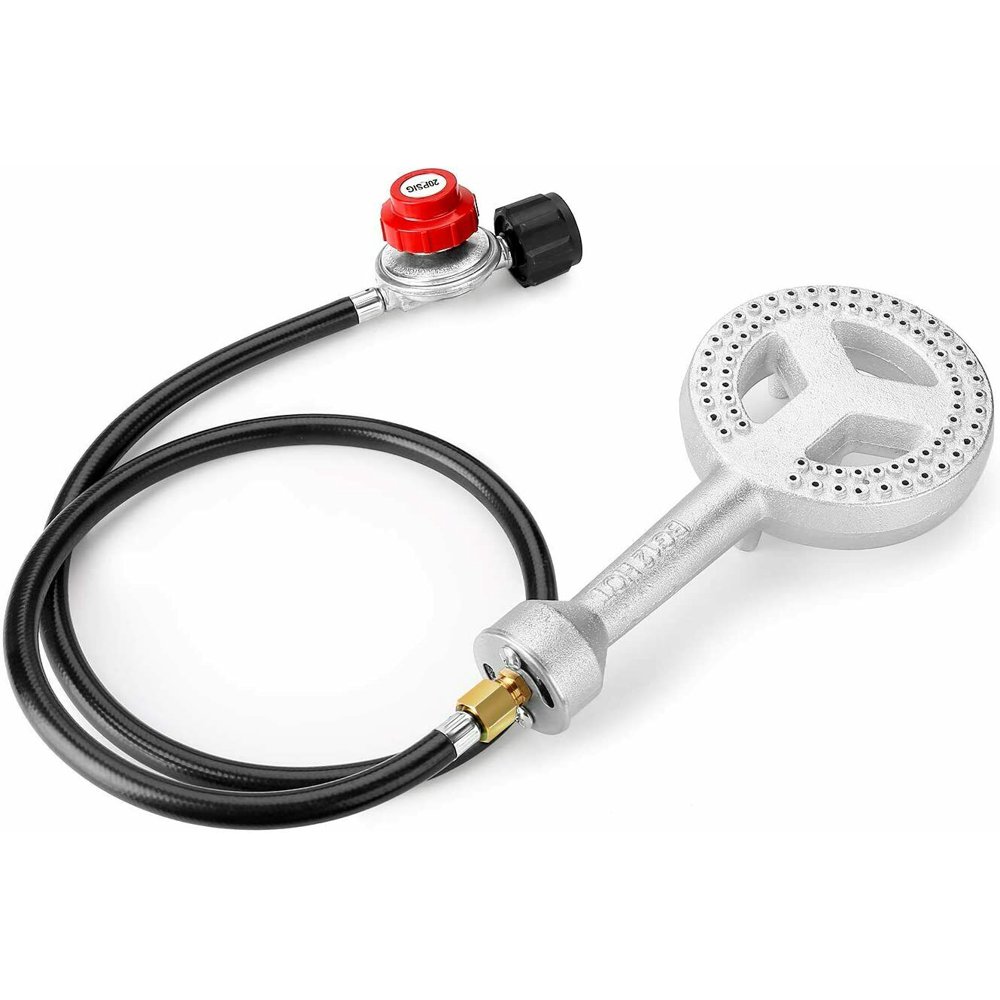 WADEO High Pressure Cast-Iron Round Propane Burner Head with 4FT 20 PSI