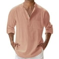thumbnail image 1 of Camisa de manga larga con cuello alto, bolsillo y corte holgado para hombre, primavera-verano, 1 of 5
