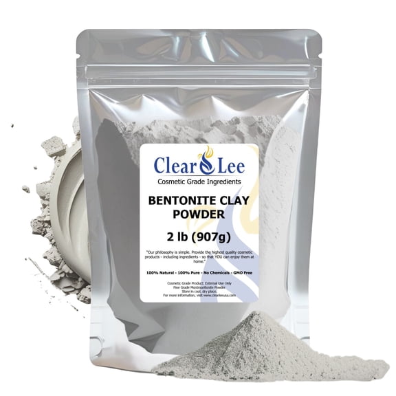 ClearLee Bentonite Clay Cosmetic Grade Powder - 100% Pure Natural Powder - Indian Clay - Great For Skin Detox, Rejuvenation, and More - Heal Damaged Skin - DIY Clay Face Mask (2 lb)