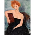thumbnail image 2 of Amedeo, Modigliani 19x24 White Modern Wood Framed Museum Art Print Titled - Jeune fille rousse en robe de soir (detail), 2 of 4