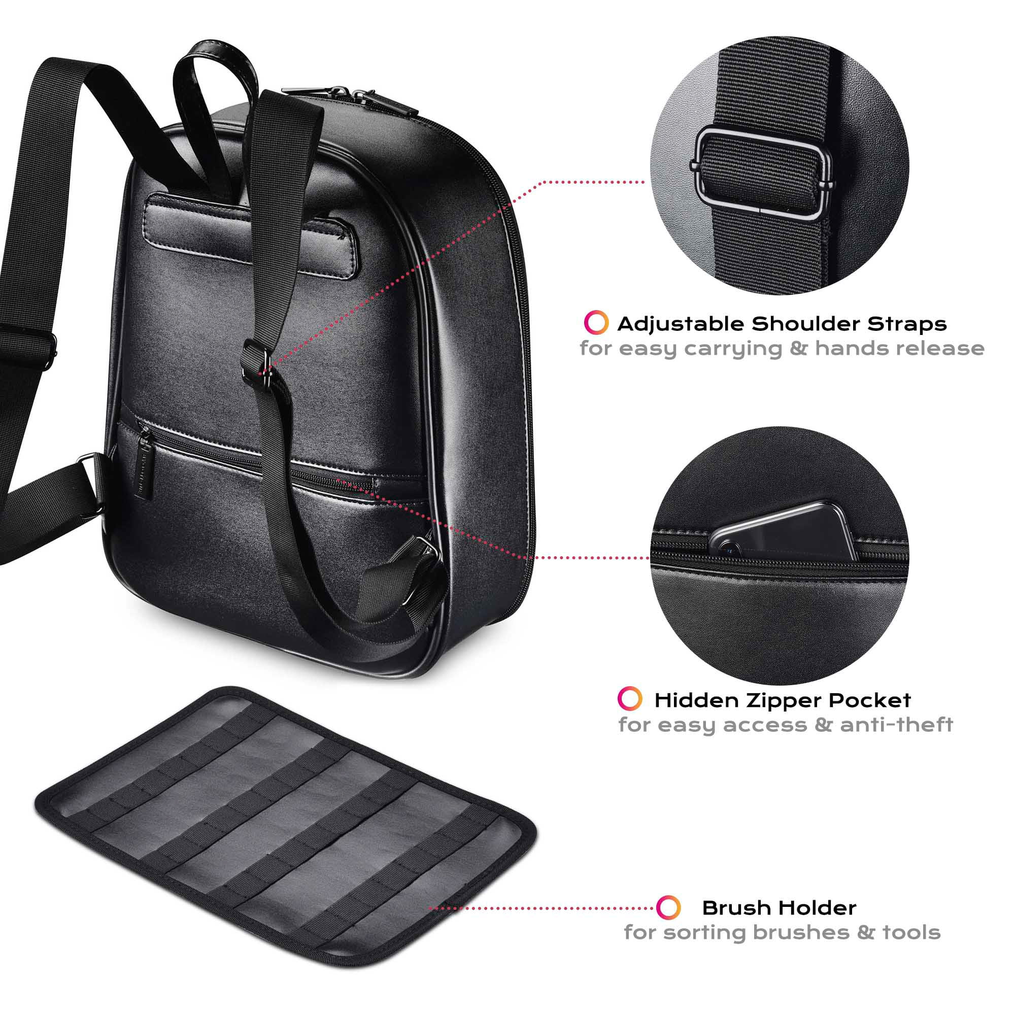 BYOOTIQUE Large Travel Makeup Bag Portable with Shoulder Strap Adjustable D＿ 並行輸入品