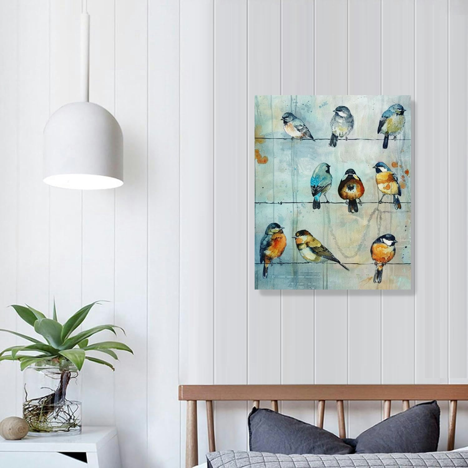 COMIO  Bird Picture Canvas Wall Art: Colorful Birds Painting Print on Canvas Artwork for Bedroom