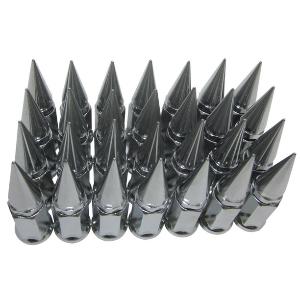 32 Chrome Universal 2pc Extended Spike Lug Nut M12x1.25 Conical Seat