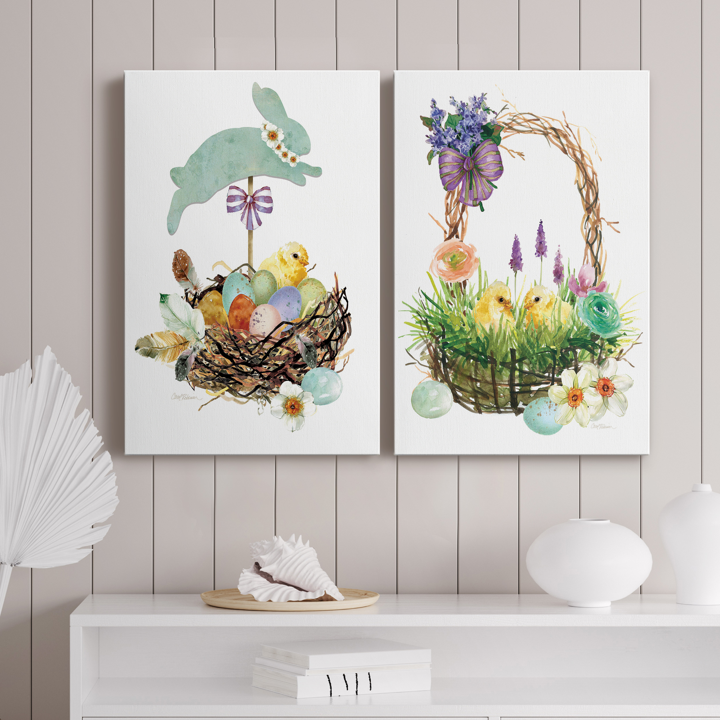 Bunny Hop Premium Gallery Wrapped Canvas - Ready to Hang - Set of 2 - 40 x 60 Each