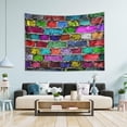 thumbnail image 5 of Rainbow Color Brick Wall Tapestry Wall Hanging Tapestries Happy Colorful Hippie Psychedelic Art Polyester Carpet Wall Decorative for Living Room Bedroom 60x51inch, 5 of 7