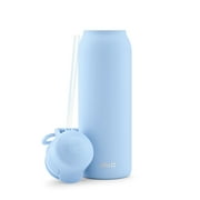 Ello Flip & Fill 32oz Insulated Stainless Steel Water Bottle, Leak-Proof Straw Lid, Blue