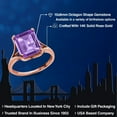 thumbnail image 2 of Gem Stone King 4.50 Ct Octagon Purple Amethyst 14K Rose Gold Ring, 2 of 6