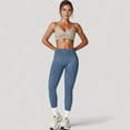 thumbnail image 2 of Women's Seamless Ribbed High Waist Full Length Leggings with Compression Fit - X Large, Blue, 2 of 7
