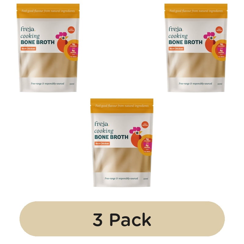 Freja Rich Chicken Cooking Bone Broth 350ml, British Import (Pack of 3)