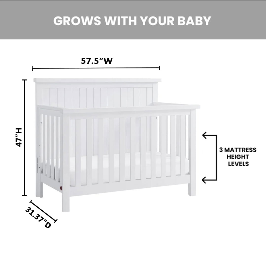 Soho Baby Everlee 4-in-1 Convertible Crib, Whitewash