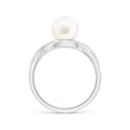 thumbnail image 2 of Angara Freshwater Cultured Pearl Criss Cross Shank Engagement Ring in 14K White Gold for Women | June Birthstone Jewelry for Her, 2 of 8
