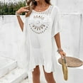 thumbnail image 6 of Swimwear Cover Up for Women Loose Casual Round Neck Short Sleeved Hollow Out Cover Shirt Beach Beach Vacation Cover Shirt, 6 of 7