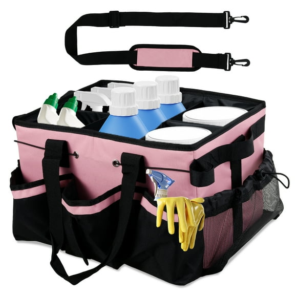 Cleaning Caddy Bag with Handle and Multiple Pockets Cleaning Tool Organizer Bag Large Capacity Supplies Organizer for Housekeepers
