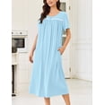 thumbnail image 3 of Ekouaer Cotton Nightgowns for Women Long Night Gown Short Sleeve Sleepdress Victorian Sleepwear Nightdress with Pockets, 3 of 6