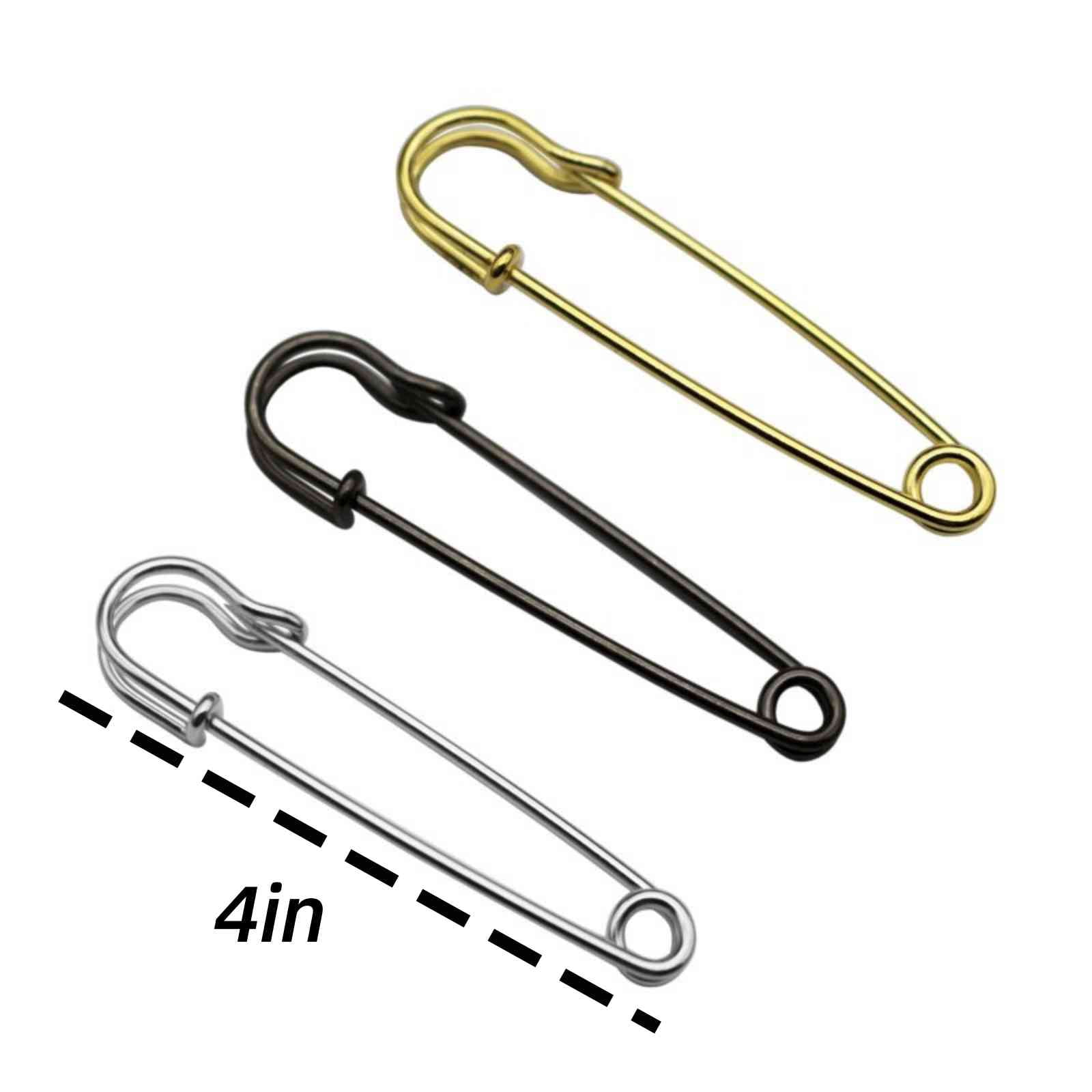 20Pcs Extra-Large Safety Pins, 4" Heavy Duty Steel Pins for Blankets and Clothes - Black
