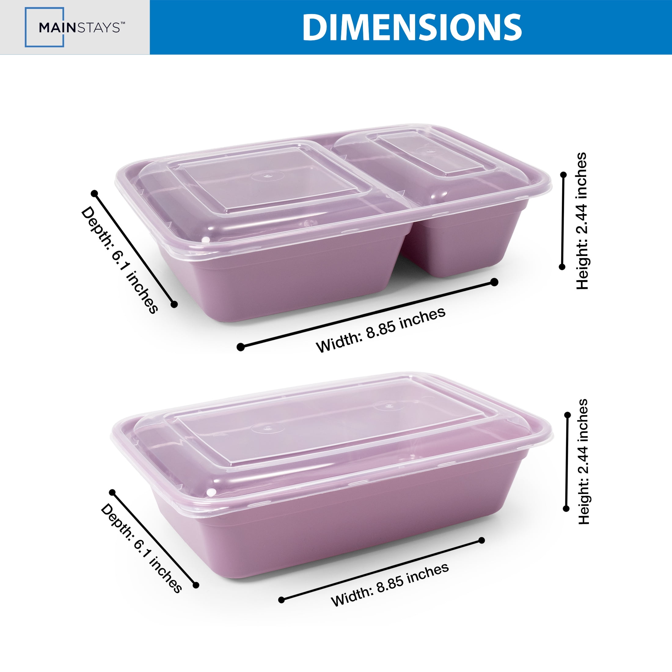 Mainstays 60-Piece BPA-Free Plastic Meal Prep Food Storage Container Set, Lilac Bloom
