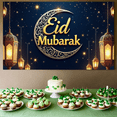 thumbnail image 6 of LUUFILx Eid Mubarak Ramadan Backdrop Lanterns Hanging Background Islamic Festival Decoration Photography Night Sky Starry Party Supplies Celebration Banner, 6 of 9