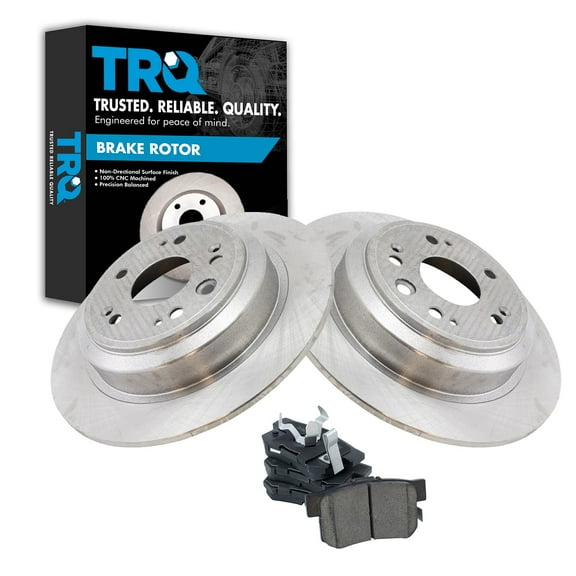 TRQ Rear Brake Pad & Rotor Kit Brake Pads Brake Rotor Ceramic Fits Select 2010-2011 Honda Accord Crosstour 2012-2015 Crosstour