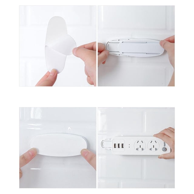 Fijador de enchufe 5 soporte autoadhesivo sin perforaciones suministro para el hogar montado en la pared 5 piezas