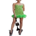 thumbnail image 2 of AMERTEER Femmes Esthétique Impression Plumes Réservoir Robe Été Spaghetti Sangle Moelleux Garniture Parti Courtes Robes Bodycon Vert S, 2 of 5