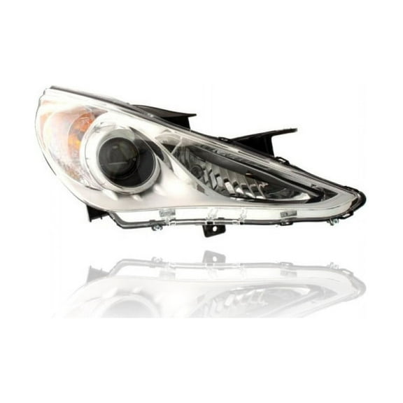 Headlight Assembly - Compatible/Replacement for '11-14 Hyundai Sonata GLS - Halogen, White Interior Bezel - Right Hand - Passenger - 921023Q000