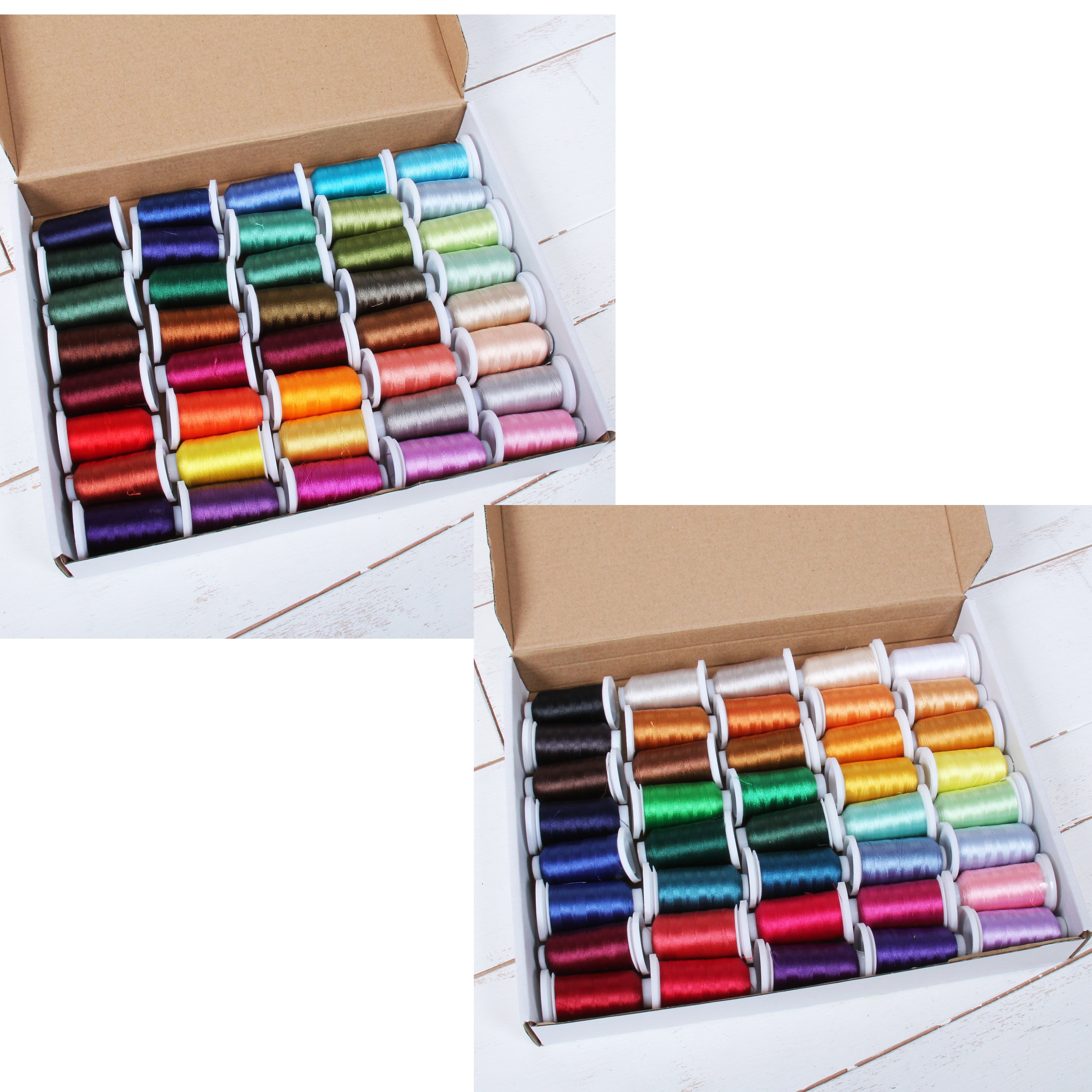 Threadart 80 Spool Polyester Embroidery Machine Thread Sets Vibrant/Jewel | 500M Spools 40wt | For Brother Babylock Janome Singer Pfaff Bernina Machines - Includes Black & White - 2 Sets Available