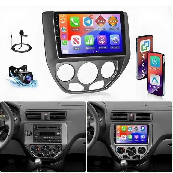 Gsuatey 4 64G Android Car Stereo Radio for Ford Focus 2005-2007, 9 Inch IPS Touch Screen with Wireless Carplay/Android Auto,GPS, WiFi, Bluetooth,FM   Backup Camera