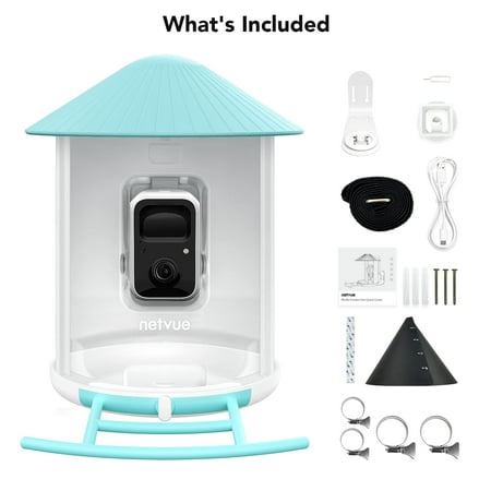 Smart Bird Feeder Camera, Netvue Birdfy Automatic Outdoor Bird Accessories with APP Notification AI Recognition Night Version Waterproof for Yard/House Buddy