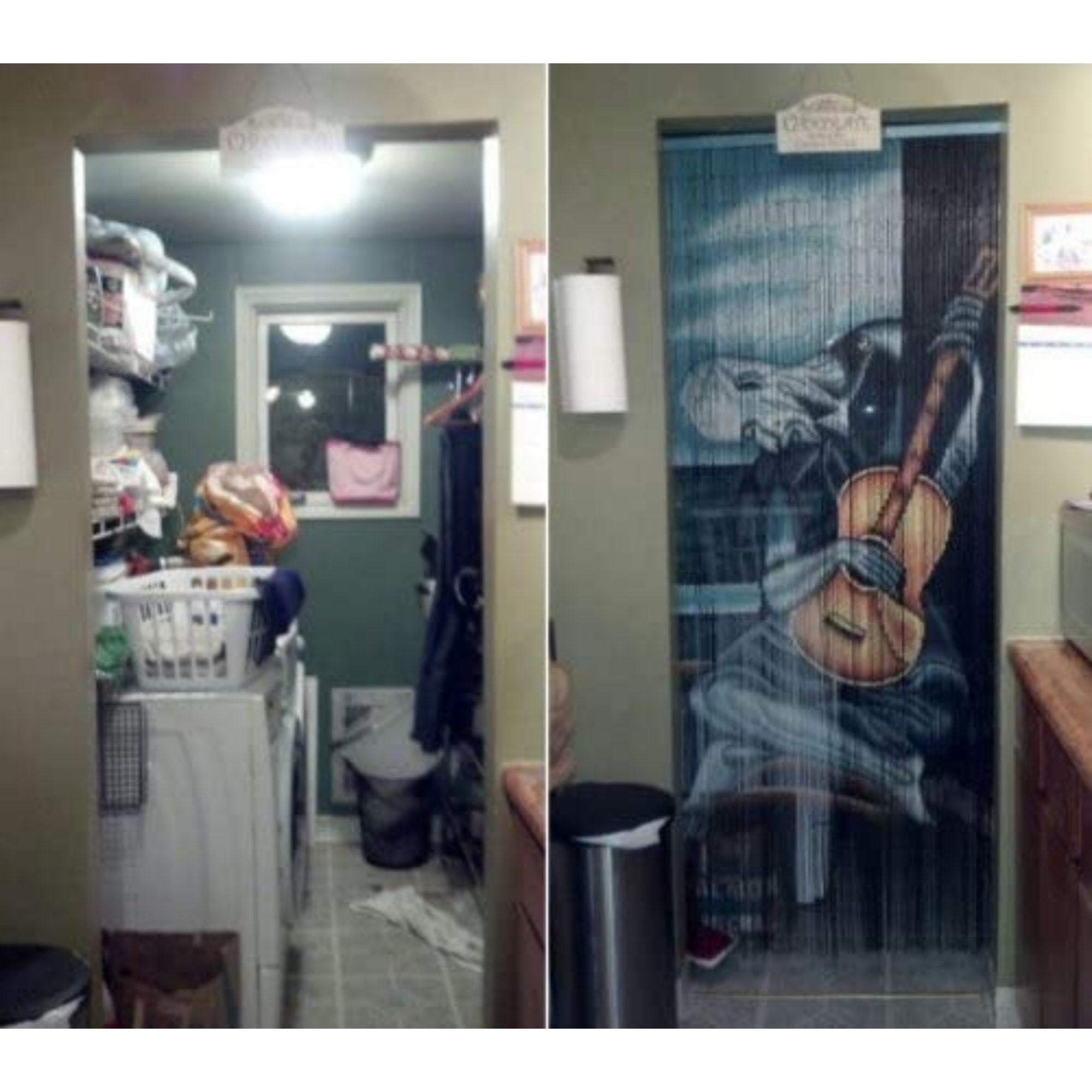 Vauluxe Vintage Blue Old Guitarist - Picasso Beaded Curtains, 36 x 79 Inches, 125 Strands