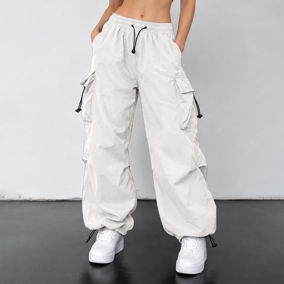 Womens Cargo Pants Lightweight Baggy Hiking Parachute Pant with Pockets Workout Athletic Casual Trouser Outdoor 2026