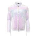thumbnail image 5 of INSPIRE CHIC Shiny Varsity Jacket for Men's Zipper 70s Disco Sparkly Sequins Baseball Bomber Jackets S Holographic, 5 of 5