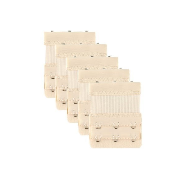 INSPIRE CHIC Women 5Pcs Strechy Bra Extenders, 2x2/2x3/2x4 Hooks Elastic Back Bra Extension Strap Bra Band Light Apricot
