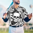 thumbnail image 6 of Daiia Skull and palm leaves Mens Baseball Jersey Button Down Shirts Short Sleeve Sports Uniforms-Small, 6 of 9