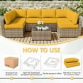 thumbnail image 5 of Kimunuk 14 Piece Outdoor Furniture Replacement Cushions, 5" Foam Foam High-Density, Fits 6-Seat Sectional Rattan Conversation Set, Patio Water-Resistant Sofa Cushions, Yellow, 5 of 6
