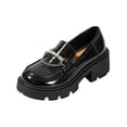 thumbnail image 3 of IEMIEMIEM Womens Loafers Fashion Chain Chunky Heel Platform Comfortable Lightweight Anti-Slip Lug Sole Slip-On Dress Shoes for Work Party Casual Daily Wear Punk Style 6 wide, 3 of 9