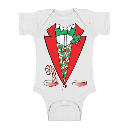 

Awkward Styles Ugly Christmas Baby Outfit Bodysuit Funny Xmas Tuxedo Romper