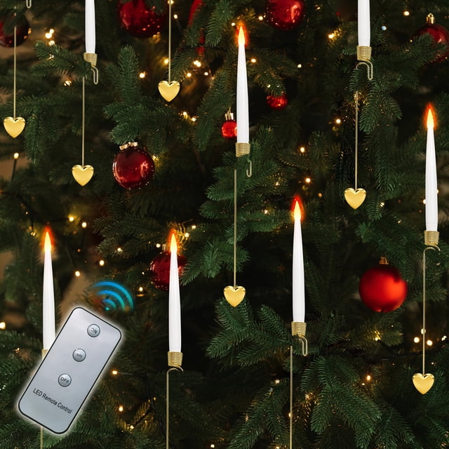 Paquete de 10 velas cónicas sin llama para decoración de árboles de Navidad