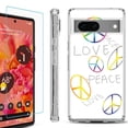 thumbnail image 1 of OneToughShield ® for Google Pixel 7a Shockproof Bumper Phone Case, with Tempered Glass Screen Protector - Love/Peace, 1 of 4