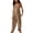 Khaki, variant on Baggy Backless Jumpsuit for Women Solid Halter Neck Cotton Linen Rompers with Pockets Lace-Up Boho Wide Leg Beach Playsuit(S,Khaki)