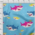 thumbnail image 3 of oneOone Viscose Chiffon Light Blue Fabric Shark Print Kids Craft Projects Decor Fabric Printed By The Yard 42 Inch Wide, 3 of 6