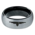 thumbnail image 2 of Tungsten Hawk Flying Eagle Bird Nest Band Ring 8mm Men Women Comfort Fit Black Dome Brushed Gray Polished, 2 of 4