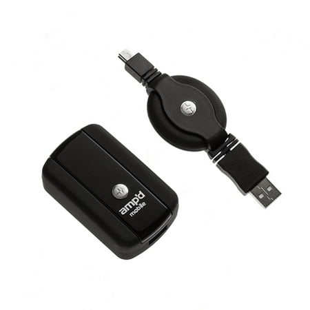 Xv6175 Rubber - 2-in-1 Home Wall Travel Charger Retractable USB Data Cable Compatible With Garmin-ASUS Garminfone - HTC Touch Pro Fuze 2, Diamond, Tilt 2, Snap S511, SMT5800, Shadow 2 2009, Pure, Ozone XV6175