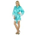 thumbnail image 2 of Bimba Women Kimono Sleeve Satin Short Robe Bride Bridesmaid Lace Robes Coverup, 2 of 6
